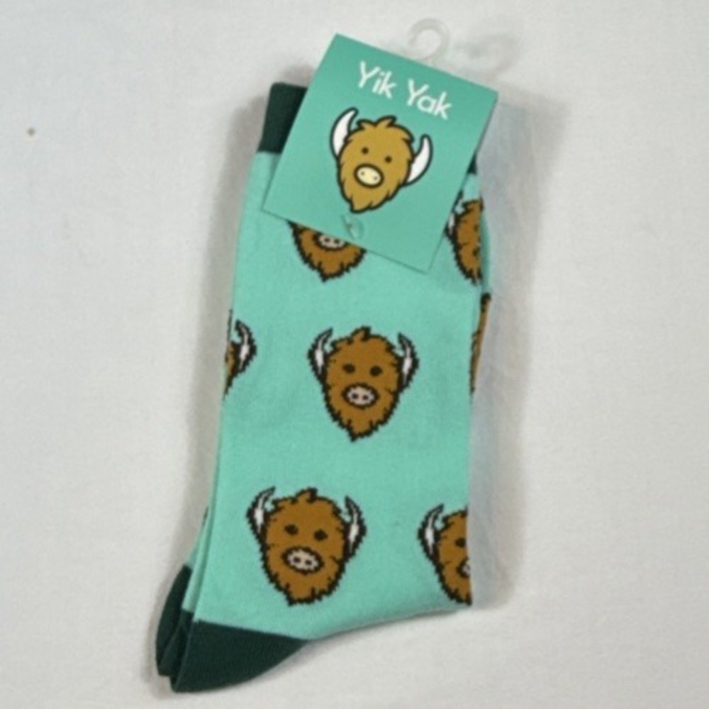 Yak Socks Crew Novelty Animal‎ Turquoise Unisex Funny NWT